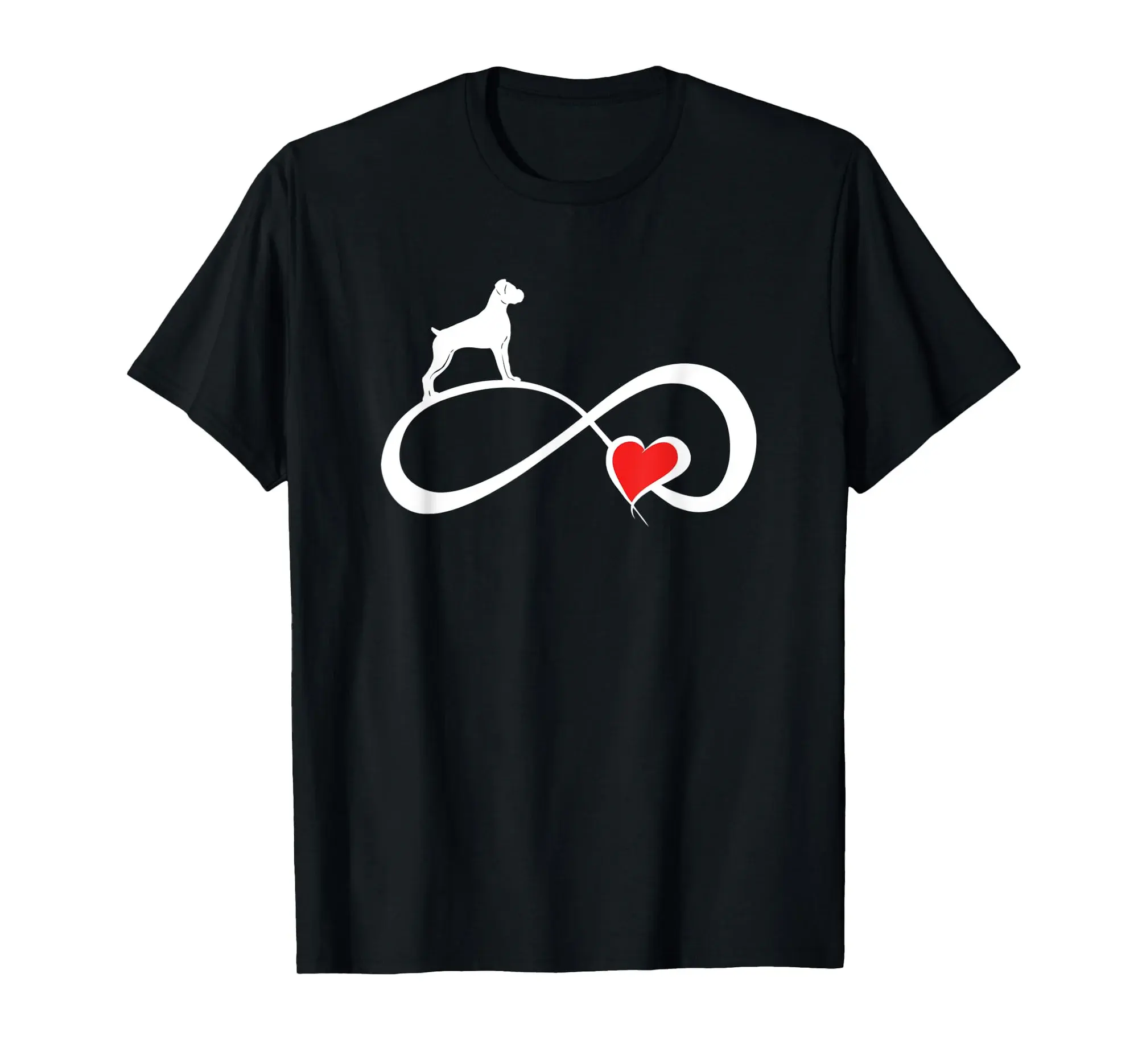 Boxer Uncropped Ears Dog Mom Eternity Heart Valentines T-Shirt