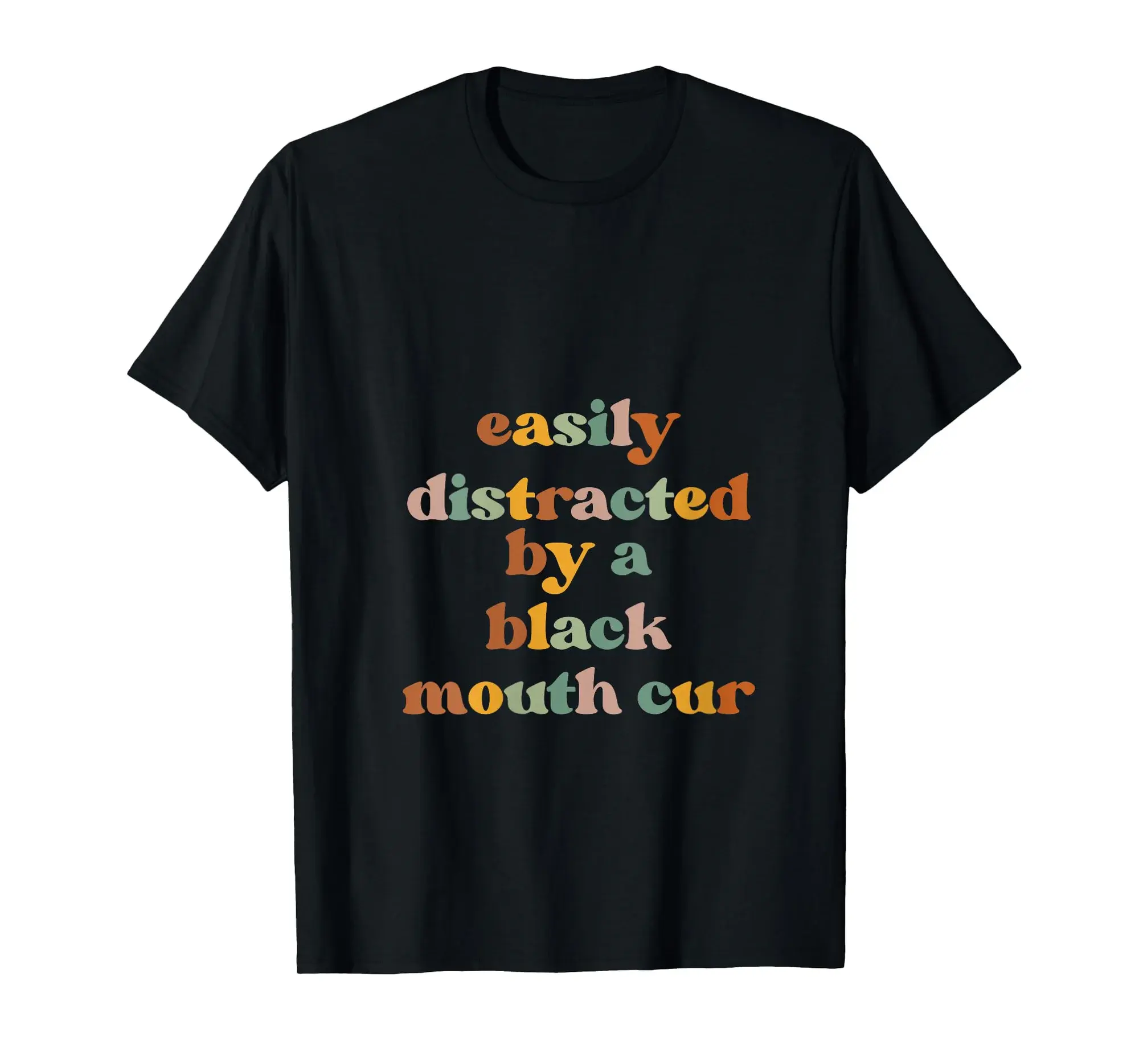Womens Easily Distracted By A Dog - Dog Dad Mom Black Mouth Cur V-Neck T-Shirt