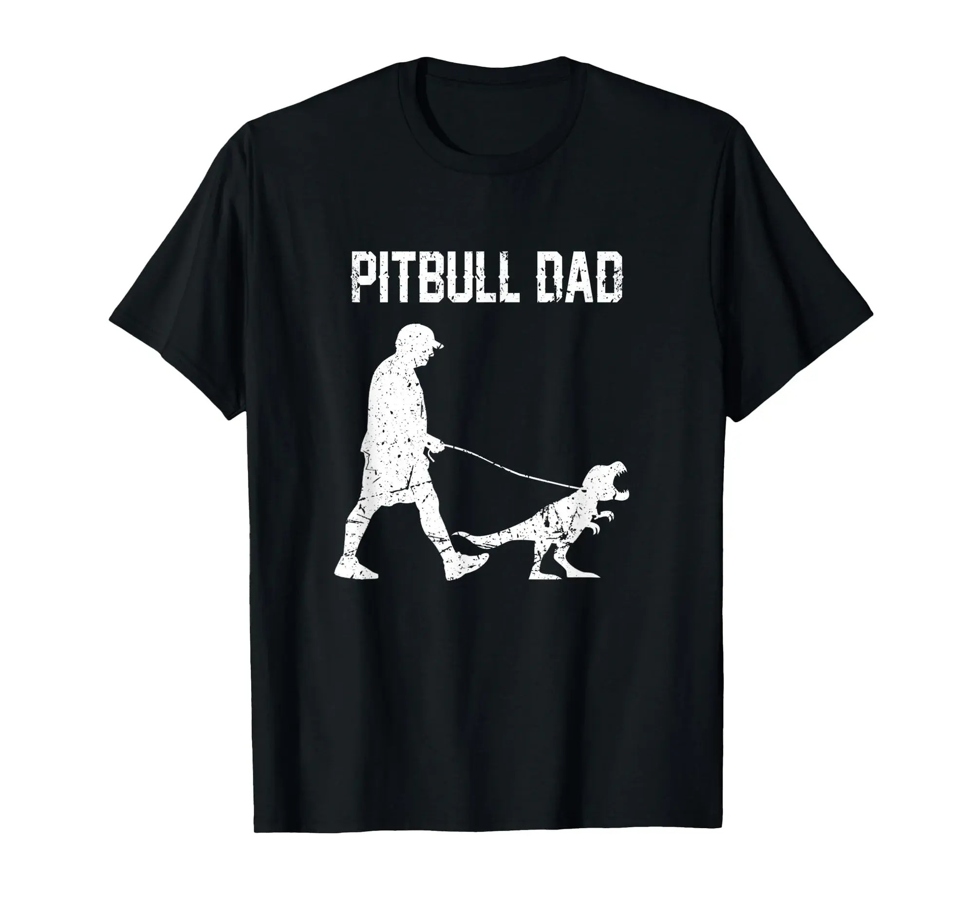 Mens Pitbull Dad Trex Dinosaur pitbull Owners Funny T-Shirt