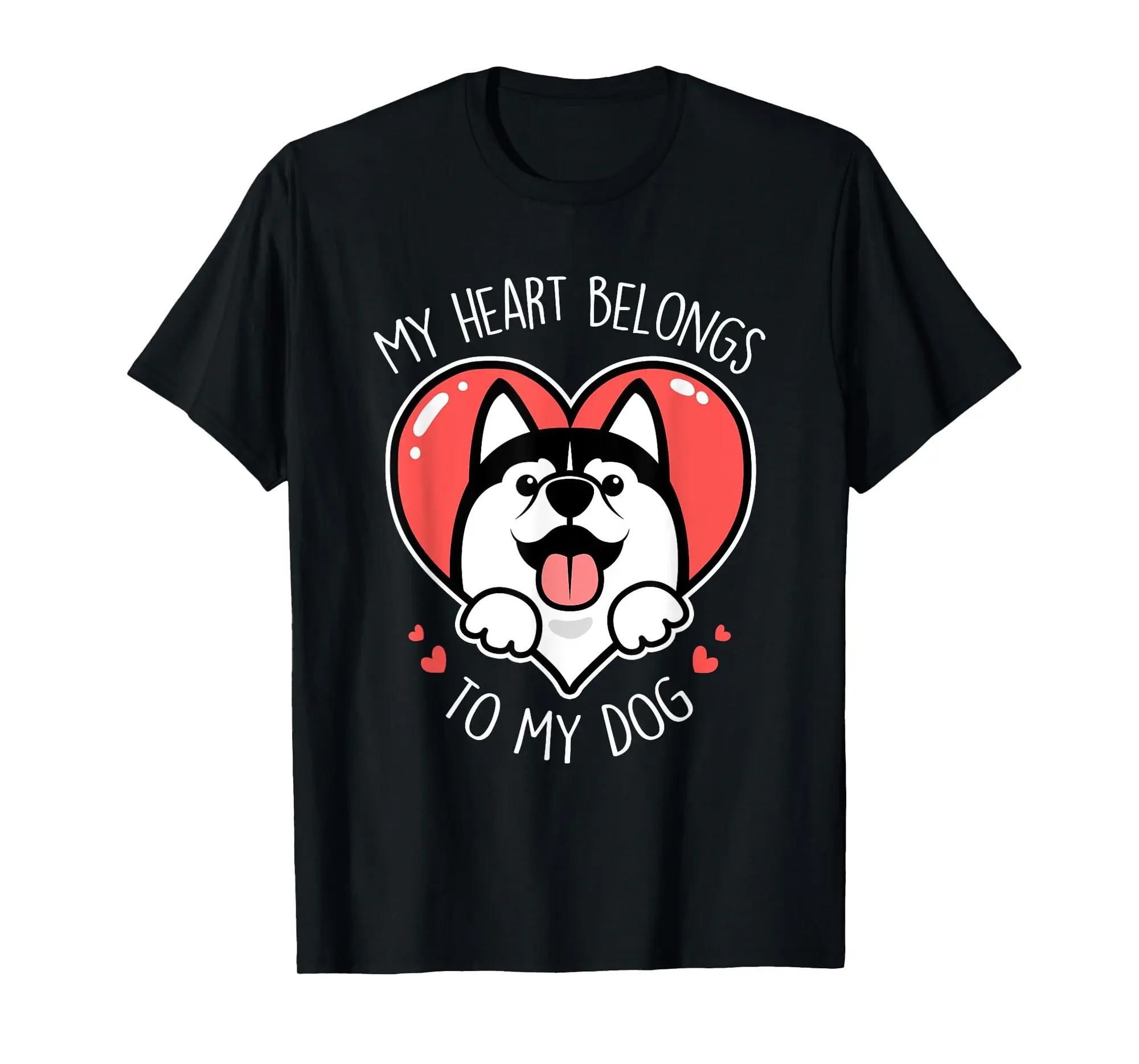 Valentine's Day Husky Dog, Cute Siberian Black Pet Mom Dad T-Shirt
