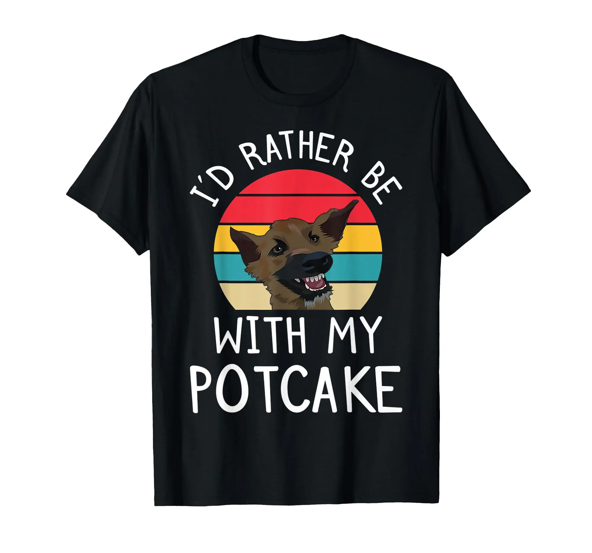 Vintage Retro I'd Rather Be With My Potcake Funny Dog Lover T-Shirt