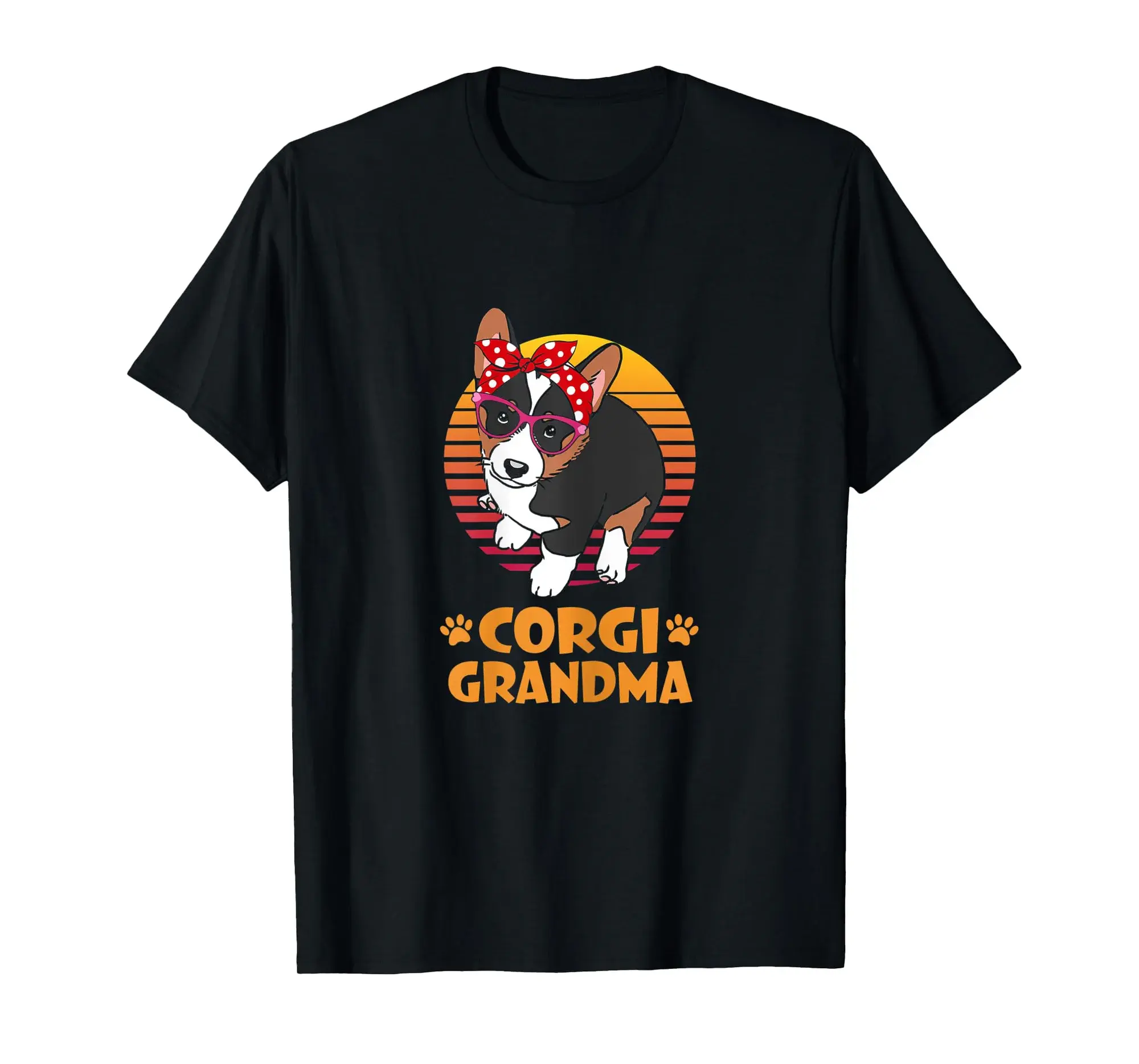 Womens Retro Bandana Tricolor Corgi Dog Grandma Mothers Day T-Shirt