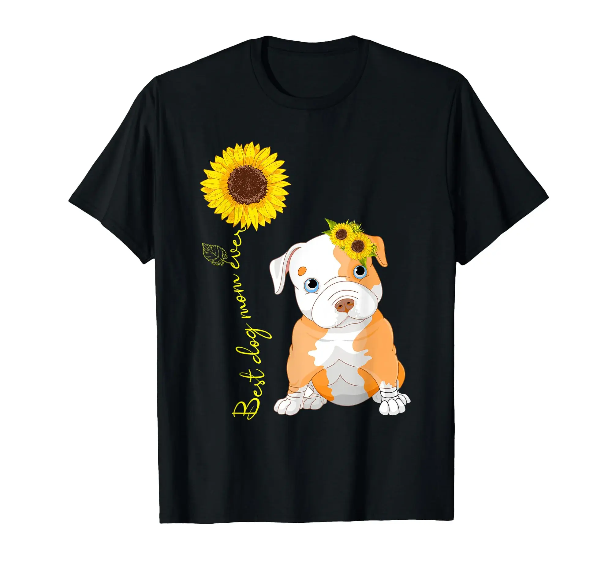 Sunflower Pitbull Dog Funny Best Dog Mom Ever Mother's Day T-Shirt