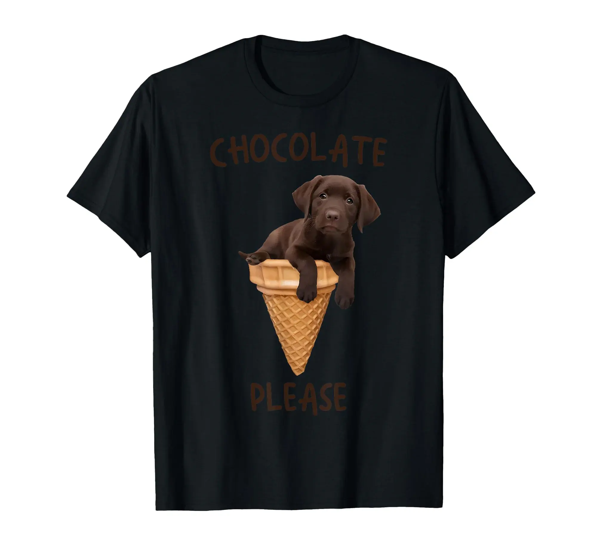 Chocolate Lab Waffle Cone Ice Cream Cute Labrador Puppy Dog T-Shirt