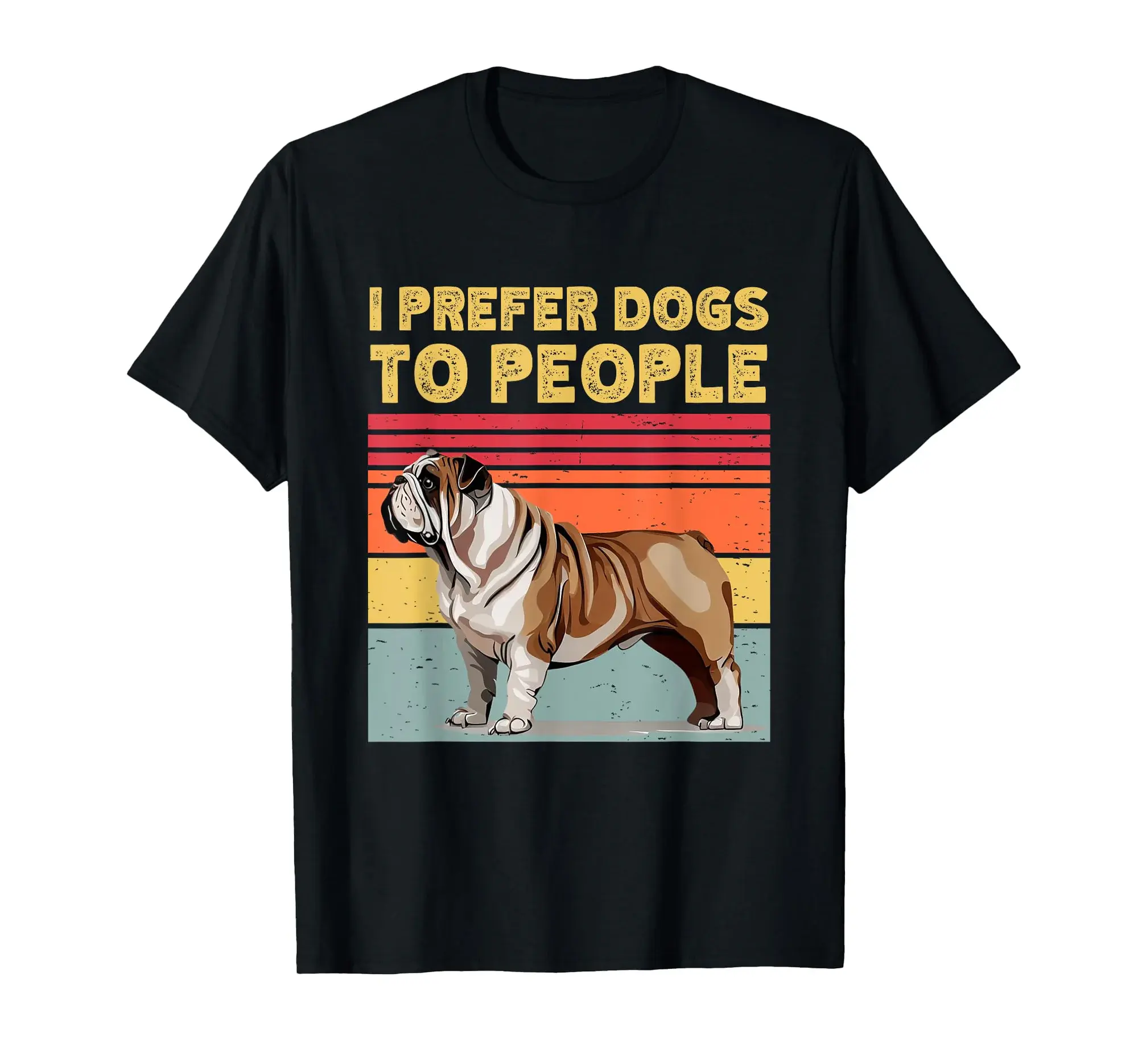 I Prefer Dogs To People Continental Bulldog Dog Retro Dogs T-Shirt