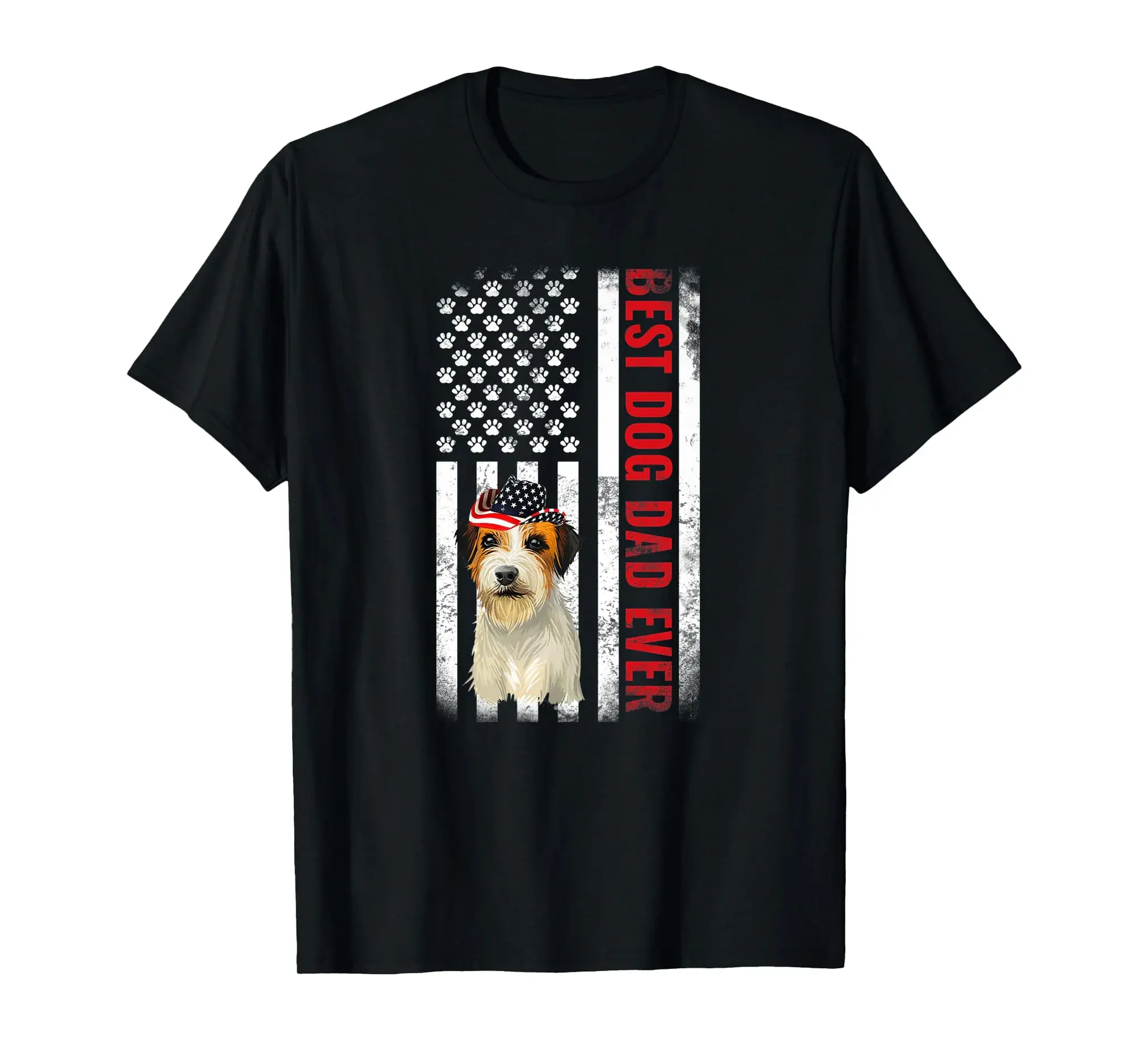 Russell Terrier Best Dog Dad Ever American Flag Men Premium T-Shirt