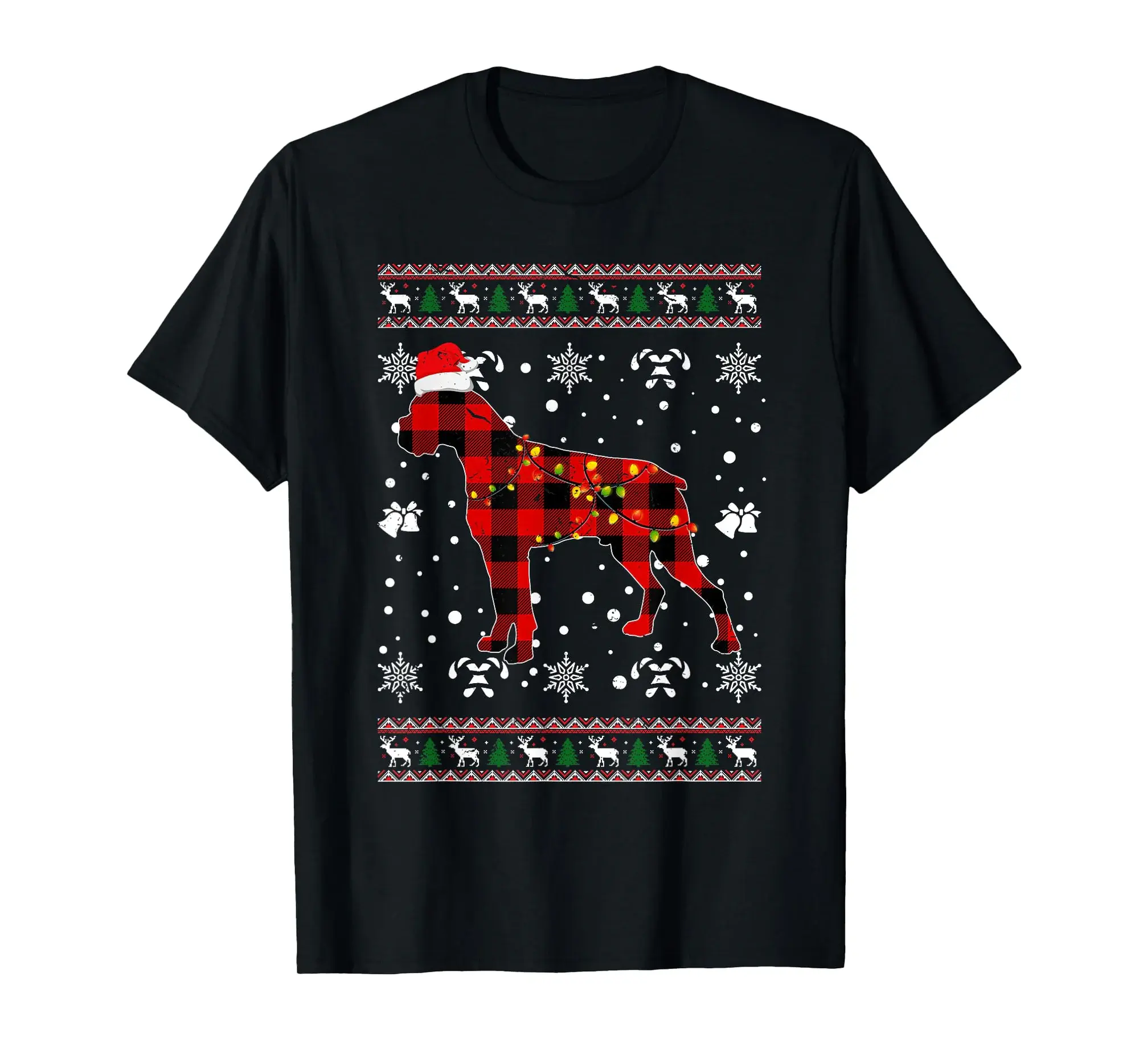 Christmas Shirt for Boxer Dog Lover Gift Santa Buffalo Plaid T-Shirt