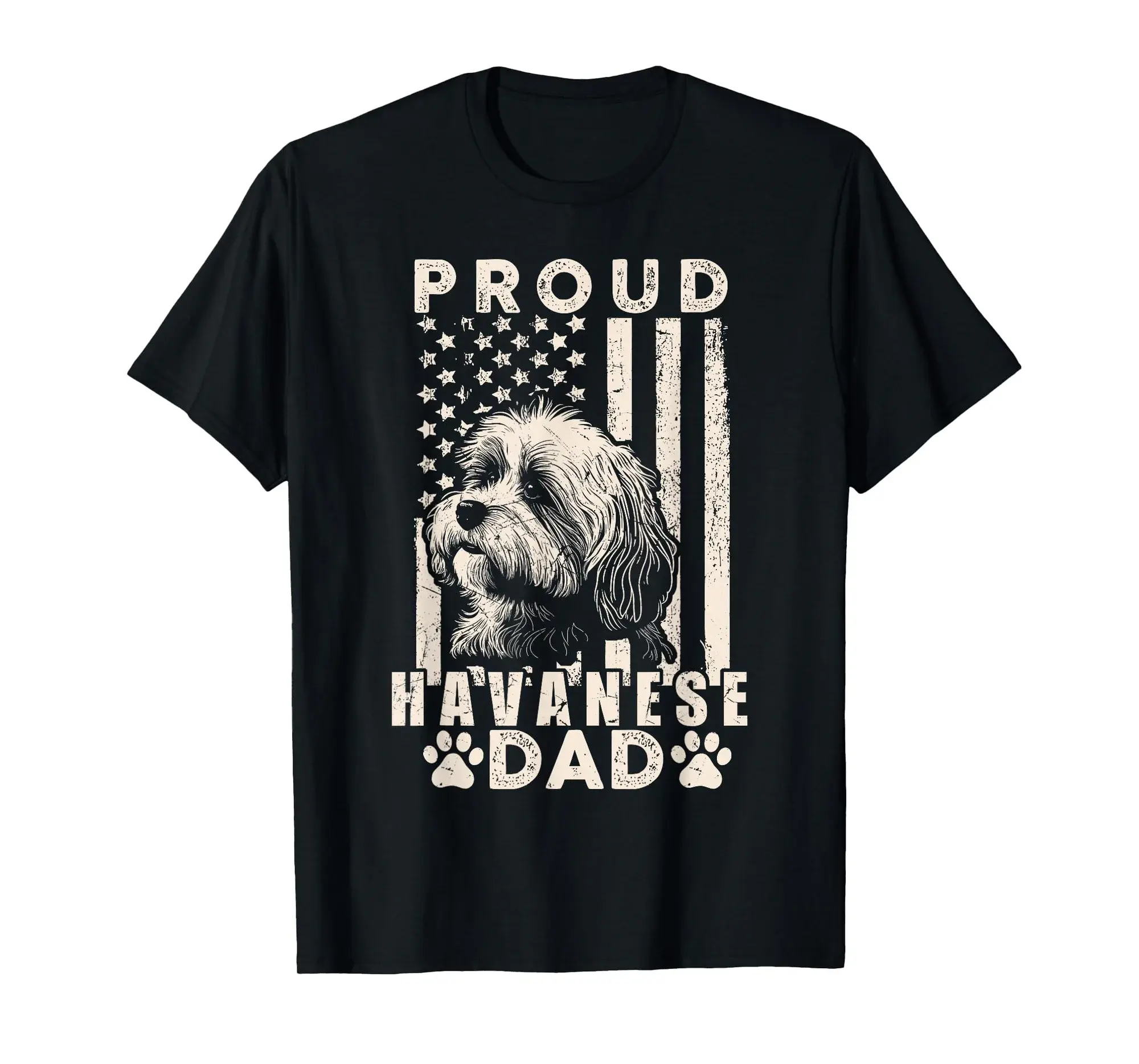 Proud Havanese Dad American Flag Patriotic Dog Lover Xmas T-Shirt