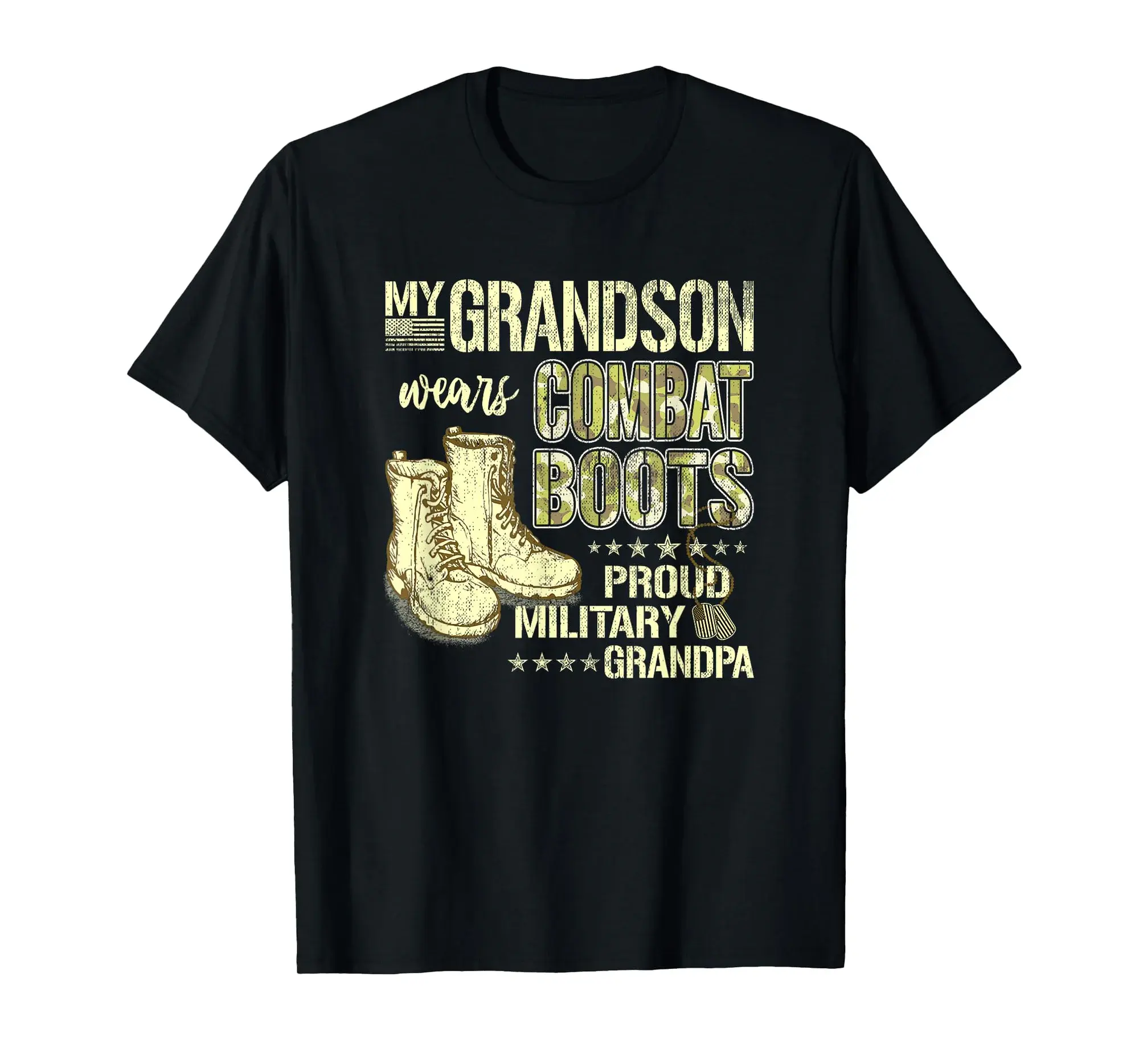 My Grandson Wears Combat Boots - Proud Military Grandpa Gift T-Shirt