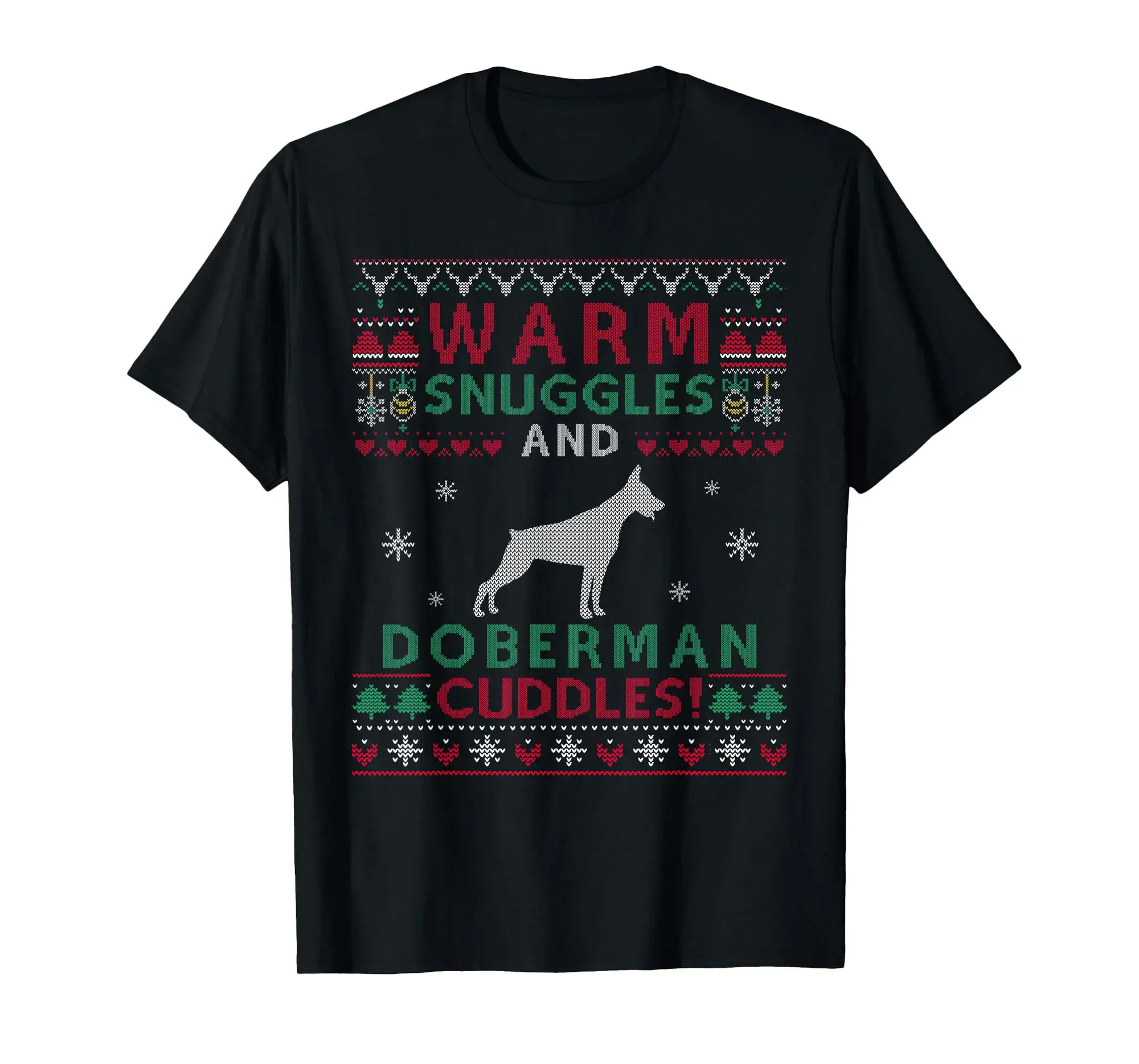 Christmas Doberman Dog Ugly Sweater Style T-Shirt