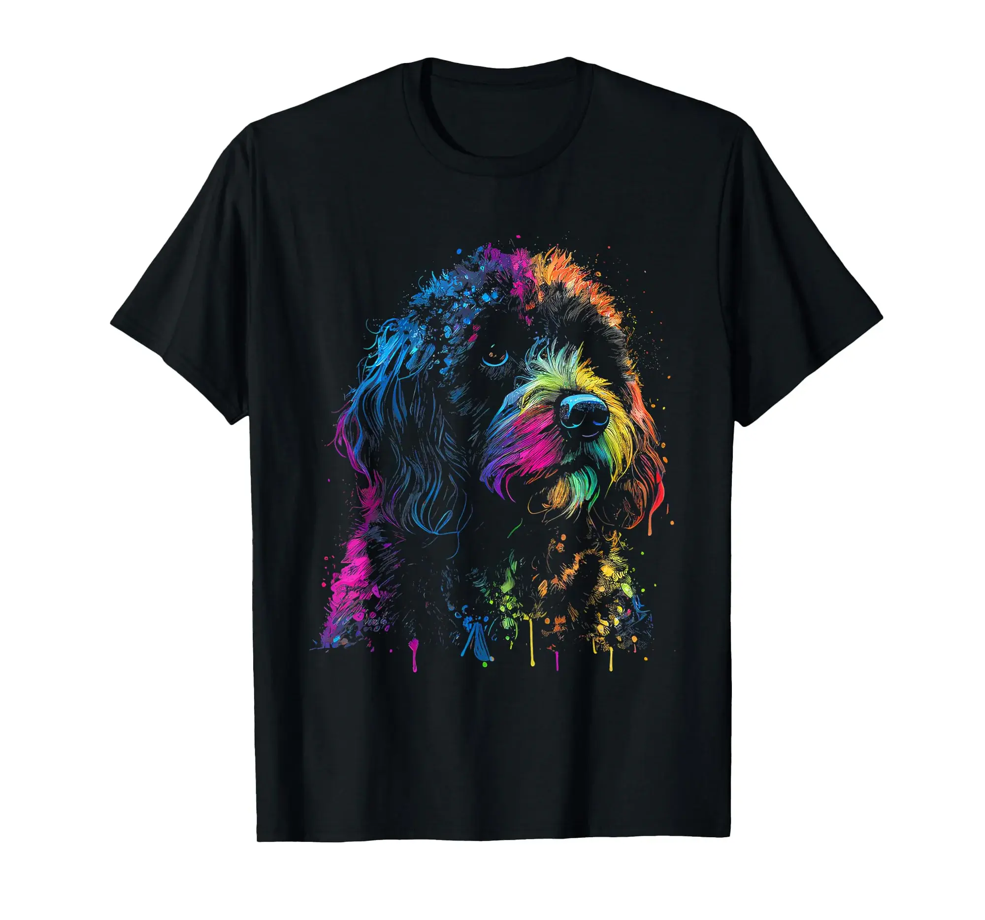 Barbet Dog Dog Painting Watercolor Paint Colorful Mom Dad T-Shirt