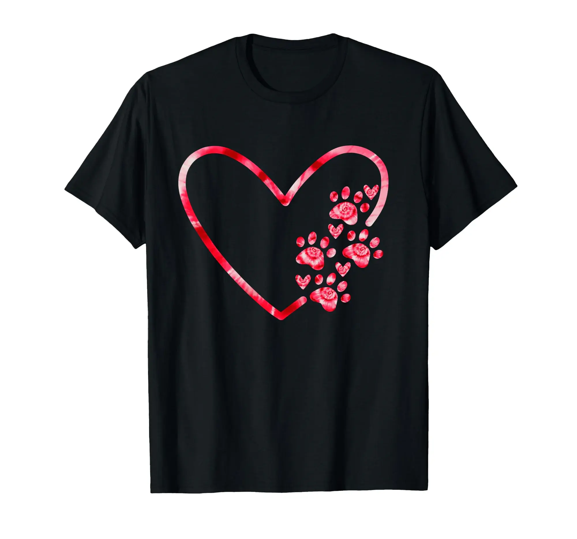 Funny Tie Dye Cat Dog Paw Prints Heart Happy Valentines Day Long Sleeve T-Shirt