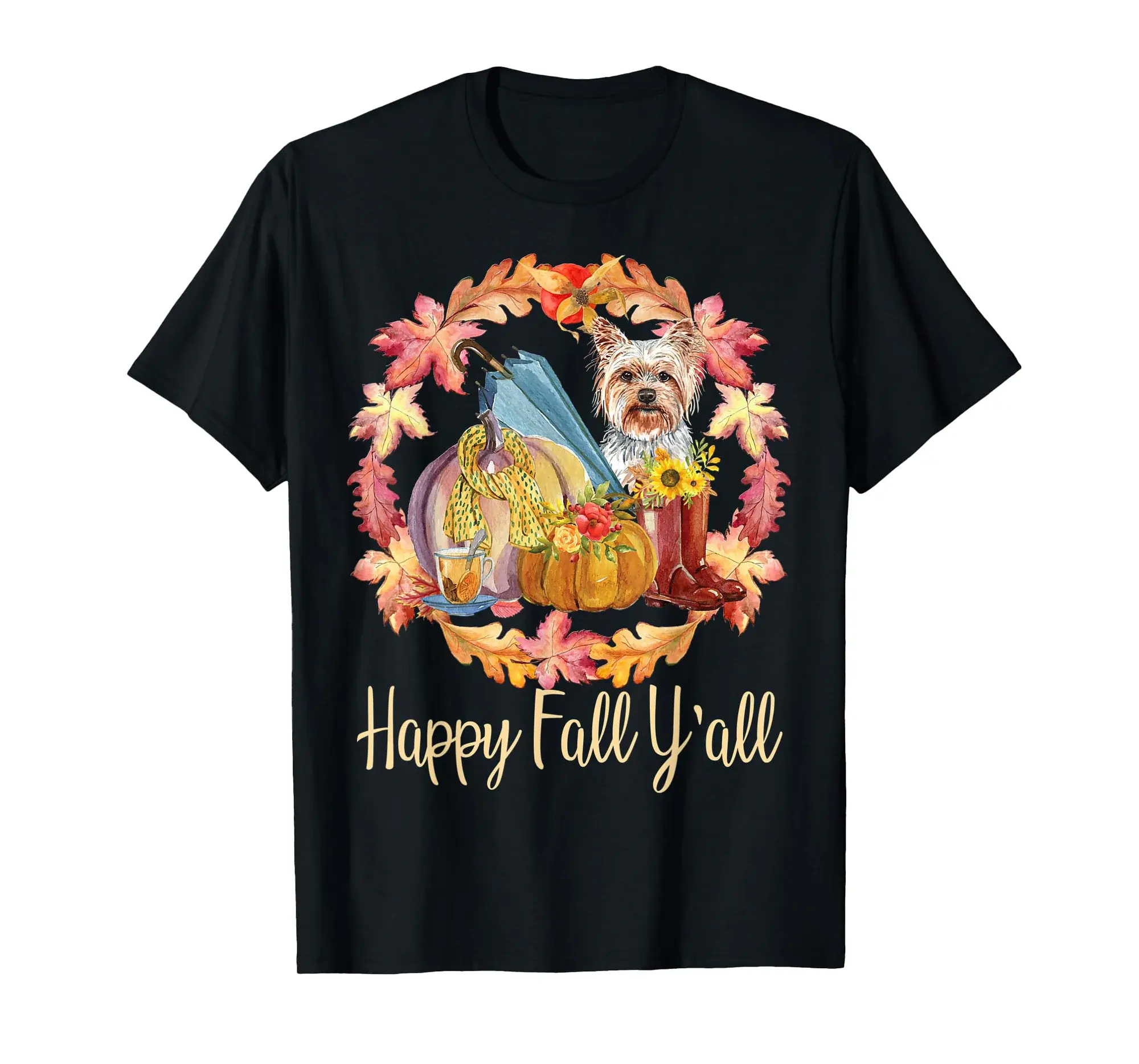 Yorkshire Owner Cute Autumn Dog Lover Happy Fall Y'all T-Shirt