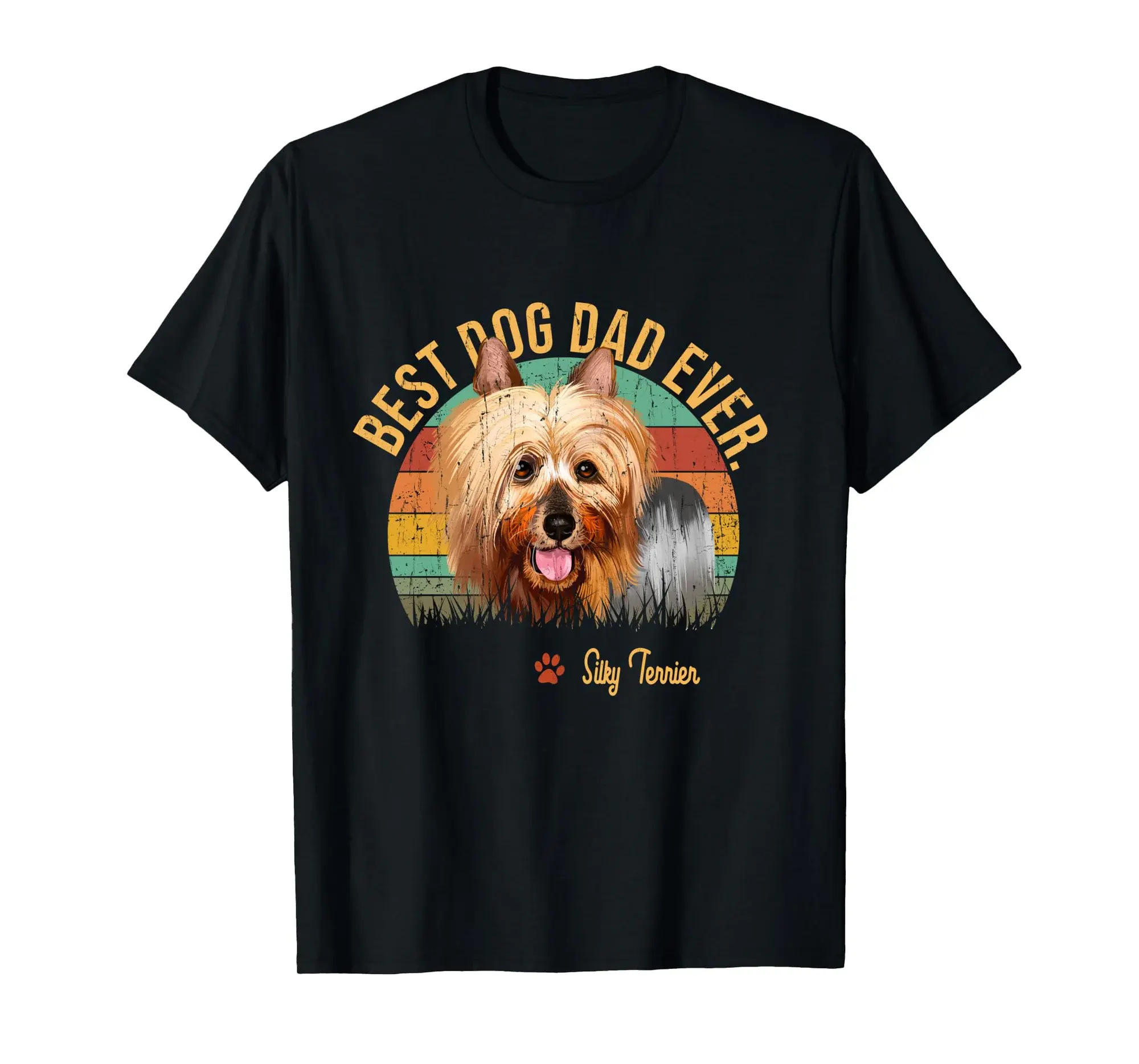 Silky Terrier Dad Funny Dog Dad Gift For Men Vintage Best Long Sleeve T-Shirt